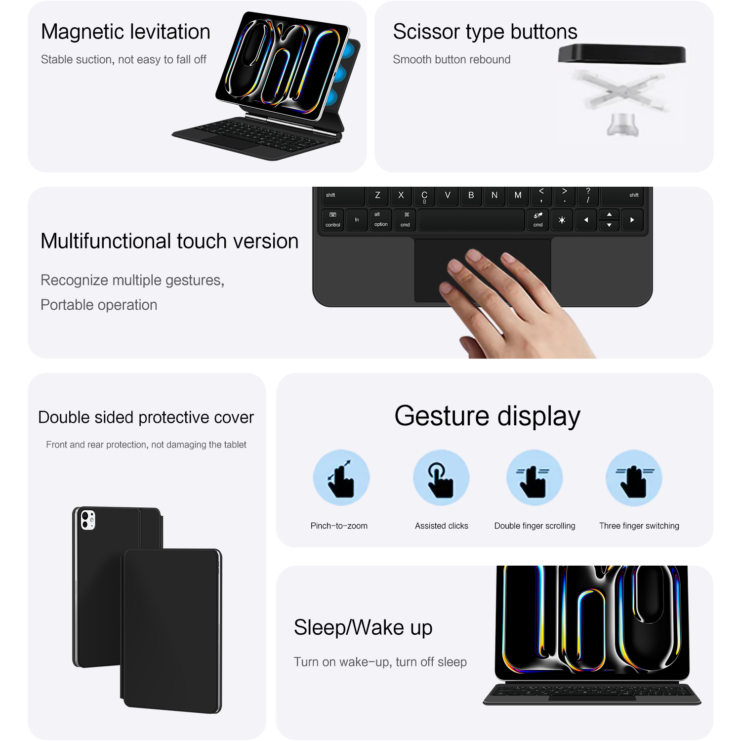 AJIUYU Magnetic Magic Keyboard - Tablet Keyboard Case บทวิจารณ์และราคา