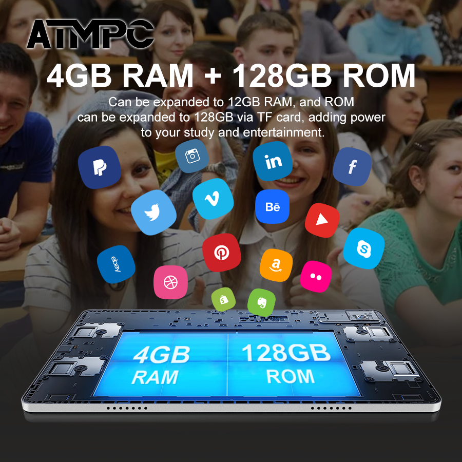 ATMPC 10.1 Inch Android 14, 12 - Tablet Keyboard Case บทวิจารณ์และราคา